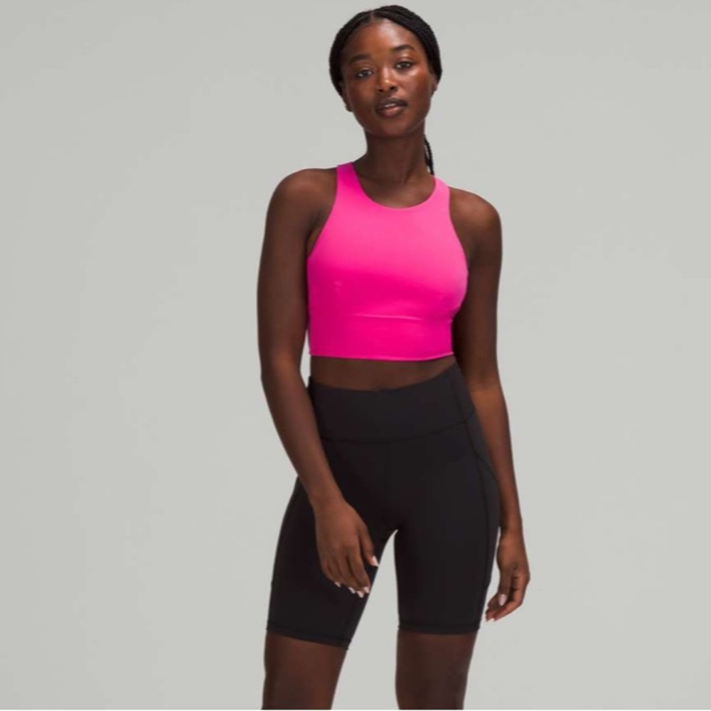 Lululemon wunder train longline bra size 6, sonic pink